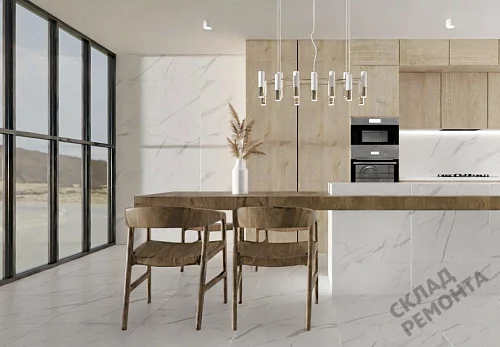 Фото Керамогранит матовый Steppe Ceramics Statuario White белый 600*600*9,5 – купить в Томске: цена, описание, фото. Интернет-магазин 5