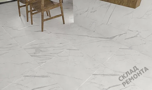 Фото Керамогранит матовый Steppe Ceramics Statuario White белый 600*600*9,5 – купить в Томске: цена, описание, фото. Интернет-магазин 4