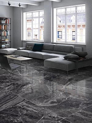 Керамогранит полированный Primavera Титан PR115 черный 600*600*9