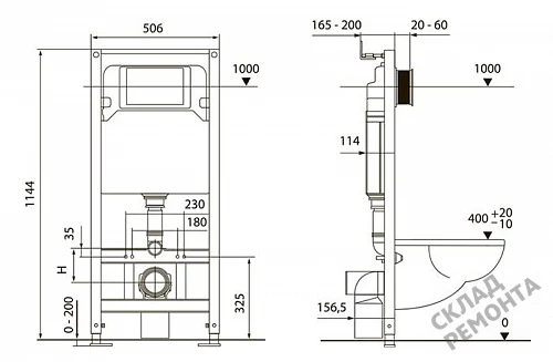 Фото Инсталляция для подвесного унитаза Tecespring S401110 с кнопкой купить в Томске: цена, описание, фото. Интернет-магазин 2