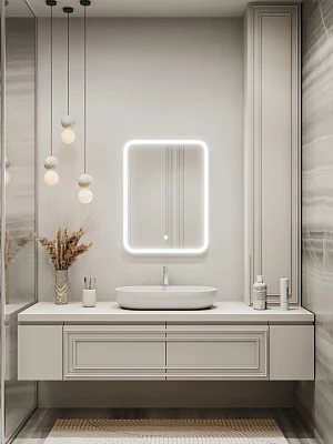 Зеркало подвесное Континент Glamour LED 60*80 (ЗЛП140) с подсветкой, белый