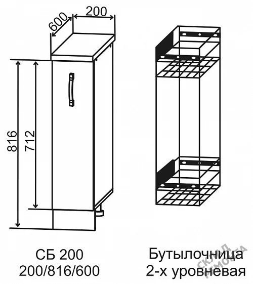 Фото Шкаф нижний ДСВ СБ 200 (бутылочница) – купить в Томске: цена, описание, фото. Интернет-магазин 2