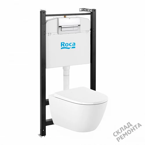 Фото Унитаз с инсталляцией комплект с кнопкой Roca Ona ZRU9310392 купить в Томске: цена, описание, фото. Интернет-магазин 2