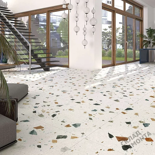 Фото Керамогранит матовый Steppe Ceramics Chips White белый 600*600*9 – купить в Томске: цена, описание, фото. Интернет-магазин 3